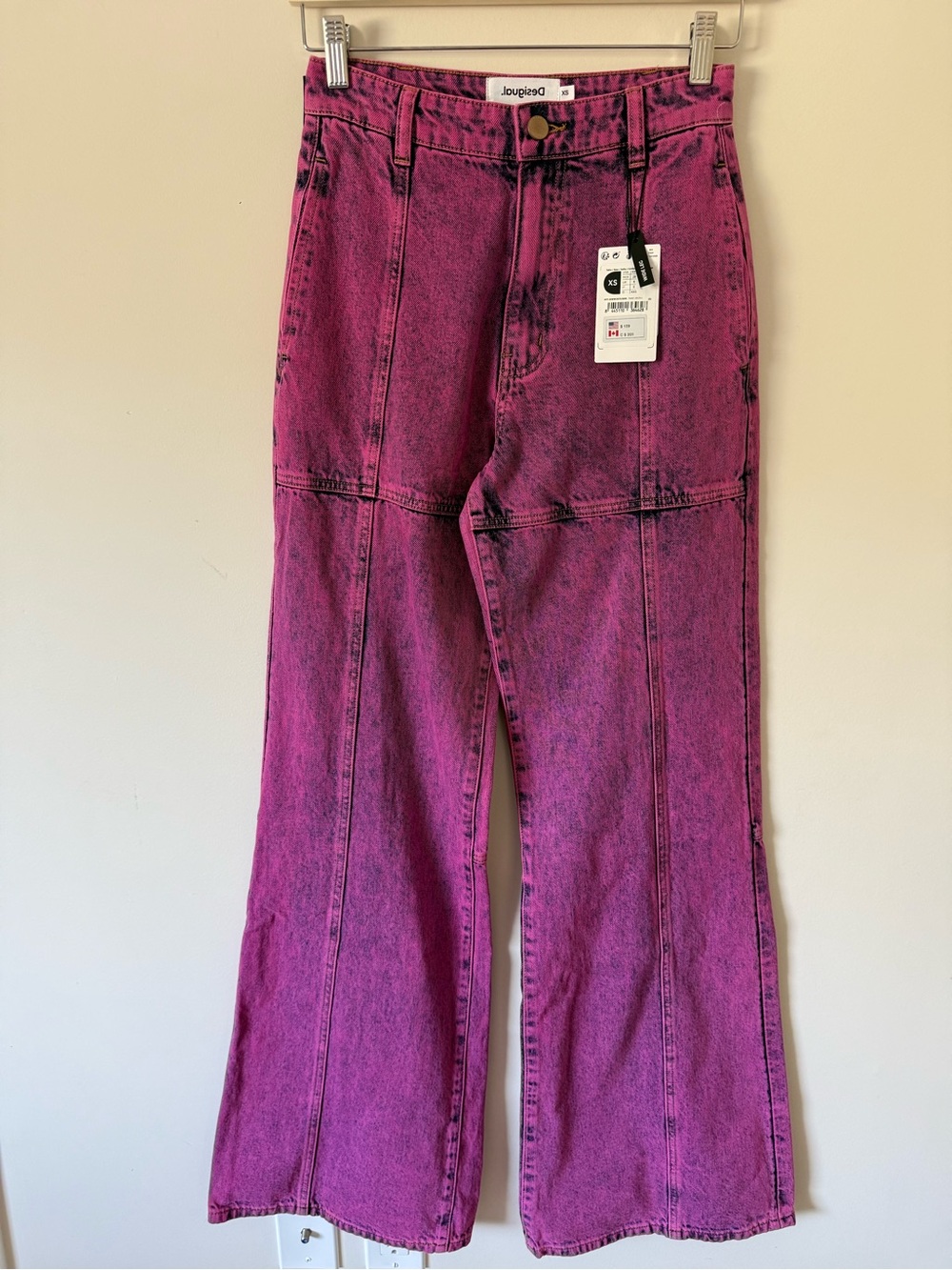 317. NWT DESIGUAL MAITREPIERRE WIDE-LEG ACID WASH JEAN - Picture 2 of 7